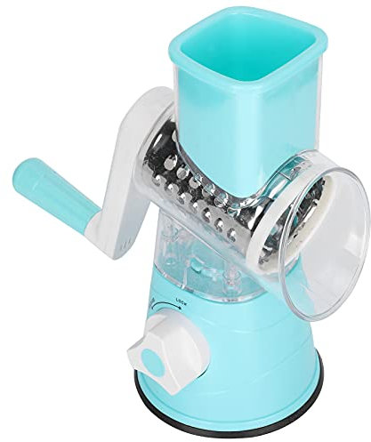 Cortador de Verduras Giratorio de 360 ​​grados, Rallador Manual de Alimentos, Trituradora, Picadora, Herramienta de Cocina, Corte 12 Veces Más Rápido con 3 Tambores para Rebanar,