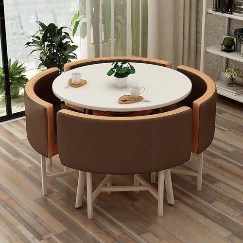 LHXLSH Business-Tisch und Stuhl-Kombination, Besprechungstisch Mit Stühlen, für Geschäfte, Besprechungen, Kleine Runde Tische, Büro-Konferenztische(Brown)
