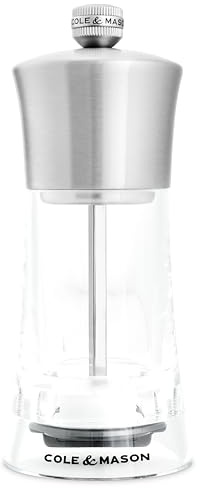 Cole & Mason Bromley Salt Mill, 6 - Salt Grinder with Ultra-Sharp Grinding Mechanism - Flavor-Enhancing Salt Shaker - Refillable Mill with Adjustable Grinding - Acrylic, Salt Mill