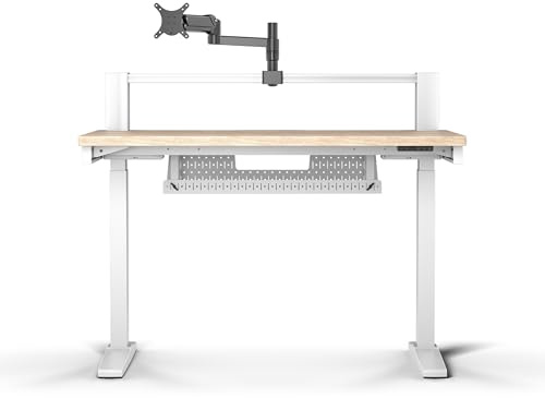 Corsair Platform:4 Elevate – 120 cm x 76 cm, Verstellbarer Höhe, Electric Stehender Computer Home Office Gaming-Schreibtisch, USB-Anschluss, Monitorarm Inbegriffen – Weißkiefer Beize