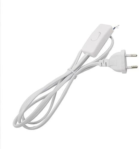 joonnair DIY 3x1,8m Cavo Di Alimentazione Con Interruttore Cavo Abat Jour Bipolare Con Interruttore A Due Poli Cavo Di Spelato Alimentazione Euro Con Interruttore Per Lampade caricabatterie(Bianco)