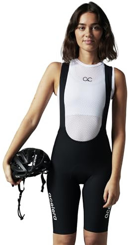 Acelera Bib Shorts für Damen [Intermediate] – Ergonomische Fahrradhose für Damen Gepolstert [über 6h Fahrzeit], Atmungsaktive Radlerhose aus italienischem Stoff