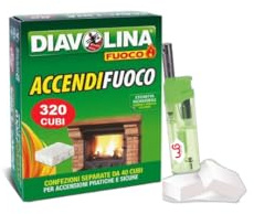 Diavolina Accendifuoco Classico,il n.1 in Italia, Accensione Istantanea Pratica Sicura per Camino, Stufa, Legna, Barbecue con Accendino GM (320)