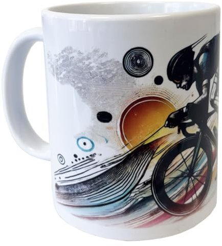 CBKREATION White Ceramic Mug Cycling