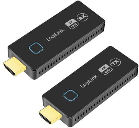 LogiLink HDW0102 - HDMI-Übertragungs-Set, Kompakt, Drahtlos, 30m, 1zu1, 4K@60Hz, Daten/Videos einfach per WLAN-HDMI auf dem TV anzeigen/teilen