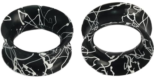 YQNONEZ Silikon Schwarz 1 Paar Flexible Ohr Skin Tunnel Double Flared Ohrringe Hypoallergen Dünn Gauges Piercing Schmuck Ohrpiercing Tuneles De Oreja Para Hombre Männer Frauen 3 mm(8 G)