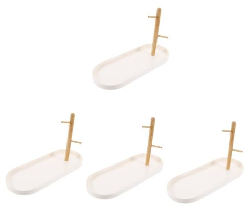 DEARMAMY 4 Pièces plateau de rangement plateau de commode tapisseries murales panier jaune décor boite rangement caisse rangement porte-bijoux de commode porte-bagues de table Bois blanche