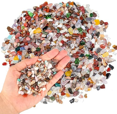 500g Trommelsteine, 3-9mm Halbedelsteine Mischung Unregelmäßige Edelsteine Bunte Steine für Kinder DIY-Dekoration Edelsteinspiel Aquarium Blumentopf Landschaftsbau