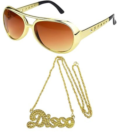 RELKLYU 1 Stück Hip -Hop -Brille, 1 Stück Metall Disco Halskette, Kreative Mode -Sonnenbrille, Unisex, Party -Rock -Punk -Accessoires.