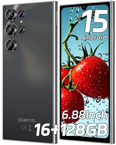 OUKITEL C61 Android 15 Smartphone Ohne Vertrag, 16GB+128GB /1TB Handy Ohne Vertrag, 6,88 Zoll 90Hz Bildschirm 5150mAh Handy Günstig, 13MP+5MP, 4G Dual SIM Simlockfreie Handys/Fingerabdruck/OTG/Face ID