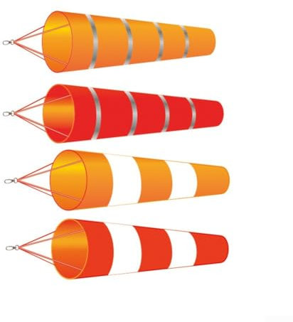 150 cm Flughafen-Windsack, Windrichtungsanzeiger aus Ripstop-Polyester-Material (Orange + Weiß)