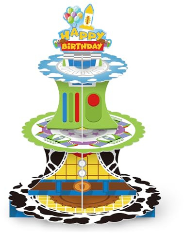Kids Cake Stand, Cartoon Toy Theme, Toy Party liefert, Cartoon Story Geburtstag Kuchen Stand, Dessert Cupcake Dekoration Tisch, Jungen Mädchen Geburtstag Dekoration