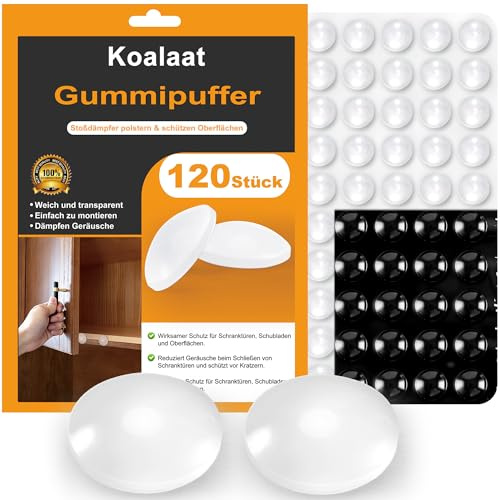 Gummipuffer Selbstklebend 120 Stück, Anschlagpuffer Elastikpuffer Transparent und Schwarz, Gumminoppen Silikonpuffer Schutzpuffer Selbstklebend 10x3 mm