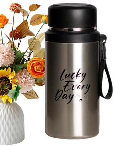 Sghtil Gourde isotherme de 800 ml - Anti-fuite - Avec infuseur à thé - Gobelet portable pour voyage, gym, camping en plein air et randonnée