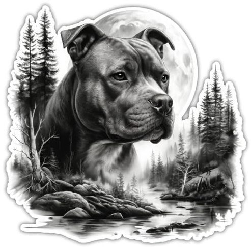 Samunshi® Staffordshire Terrier im Wald Aufkleber Car Decal Sticker für Mofa Fahrrad Roller oder Auto Sticker Fahrrad Mtb Mountainbike Rennrad Hund Dog 15x15cm