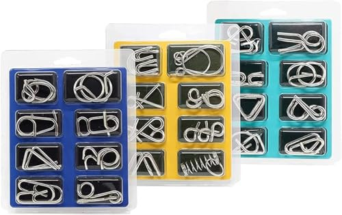 24PCS Metal Brain Teaser Puzzles Toy, Steel IQ Games Physics Mind Metal Puzzles for Kids, Basket Stocking Stuffers for Boys Girls Adults Challenge Gifts