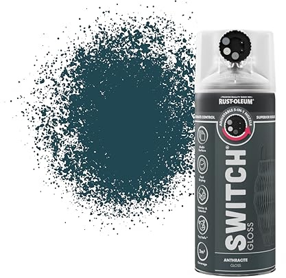 Rust-Oleum Switch 5 in 1 Nozzle Multi Surface Topcoat Decorative Spray Paint Aerosol 400ml Anthracite Gloss Finish