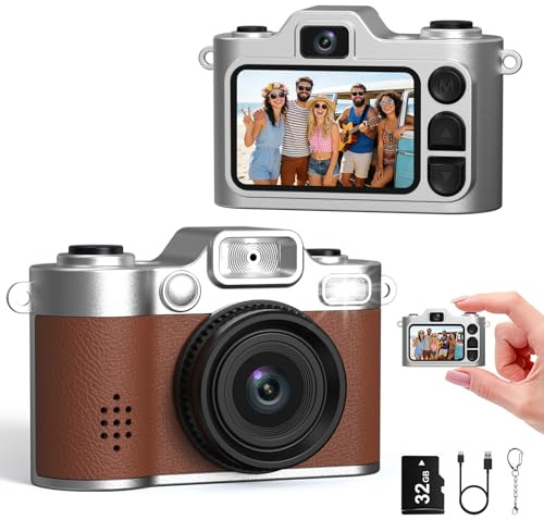 Mini Appareil Photo Numérique - Caméra Vidéo HD 1080P, Écran Couleur de 1,38 Pouce, Petit Caméra Digitale Vintage Caméra Porte-clés avec Flash et Fonction Enregistrement