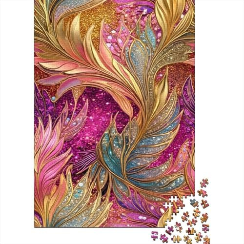 Modèle de Plume dorée Puzzle 1000 Pièces pour Adultes intéressant Puzzles 1000 Pièces Jeu Éducatif Cadeau 52x38cm/1000pcs