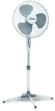 Innoliving Bimar INB‑VP503 Ventilatore a Piantana 40 cm, 3 Pale in Plastica, 3 Velocità, Oscillazione, Altezza Regolabile fino a 130 cm, Inclinazione Regolabile, 45W, Bianco/Grigio