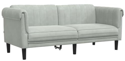QJBSAVVA Sofa 2-Sitzer Hellgrau Samt, Modernes Polstersofa mit Holzbeinen für Wohnzimmer, Bequeme Couch mit Dicker Polsterung und Armlehnen, Kompaktes Zweisitzer-Sofa, 182 x 77 x 74 cm