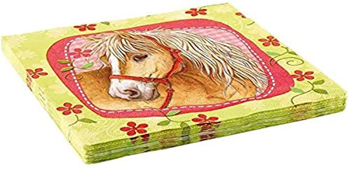 amscan Pferde Servietten (20 Stück), grün/pink
