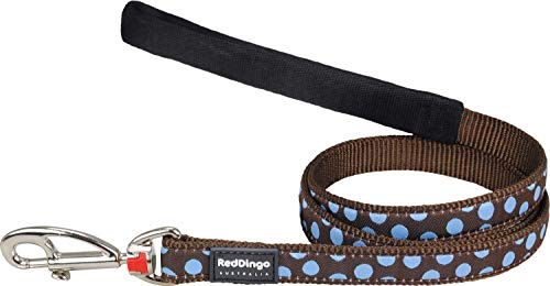 Red Dingo Hundeleine, 1,2 m, Rosa Punkte auf Braun, Größe S (15 mm x 1,2 m)