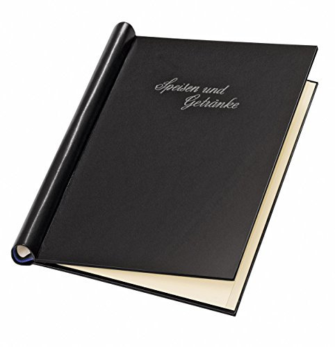 VELOFLEX 4944900 - Klemmbinder Gastro, DIN A4, mit Schriftzug, Ledernarbung, Füllmenge 20 mm, schwarz, 1 Stück