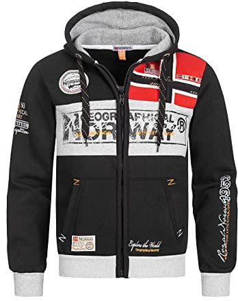 Geographical Norway Jacke Flyer - Felpa con Cappuccio, da Uomo, Nero, L