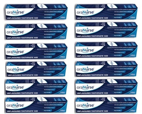 oraNurse Unflavoured Toothpaste 50ml, 12 Pack, 1450ppm Fluoride | Unflavoured Toothpaste, Adults & Kids, Suitable For Neurodiverse, Autism Or Sensitive Mouths, No Foamer Or Flavour