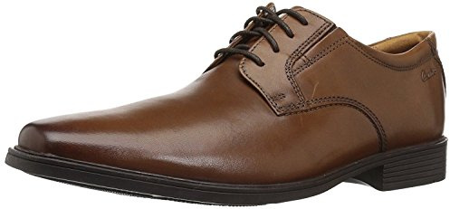 Clarks Men's Tilden Plain Derby Oxford, Brown Dark Tan Leather, 11 UK