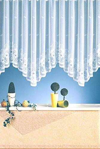 wohnfuehlidee Jacquard-Bogen-Store Lenka, mit Kräuselband, halbtransparent, Farbe weiß Größe HxB 145x625 cm