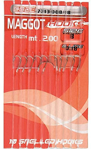 Lineaeffe Ami da Pesca Legati con Filo Fluorocarbon Maggot Hooks Amo 12 0.14 mm 2 m Amo Trota Lago Mare Surfcasting
