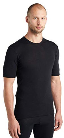 Icebreaker Herren Everyday Kurzärmeliges Crewe T-Shirt - Funktionsshirt Herren - 100% Merinowolle Base Layer - Black, L