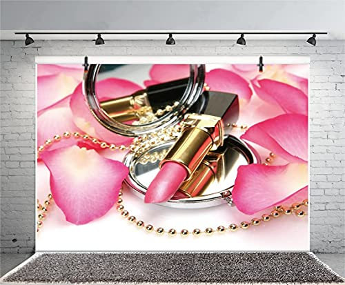 leyiyi 6 x 122 cm Fotografie Hintergrund Fashion Make Up Blog Sender Blütenblatt Lippenstift Spiegel Handtasche Halskette Mädchen sauber, Decor Geburtstag Banquet Foto hoch Vinyl Video Studio Prop