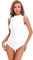 speerise Frauen Mock Neck ärmellose Gymnastikanzug Spandex Tanzbody, Weiss/opulenter Garten, L