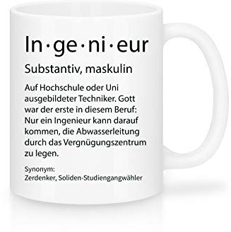 Shirtinator Beruf Definition Ingenieur Geschenk Tasse mit Spruch, Arbeit Kollegen Gag Job witzig Teetasse