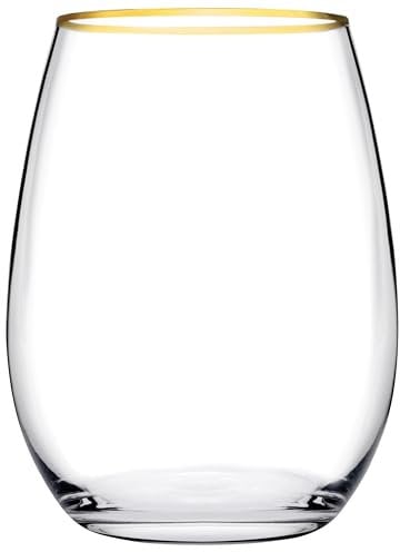 Pasabahce Bernsteingläser, Glas, transparent, mit Goldrand, 35 cl, 6 Stück, 489424, Durchsichtig