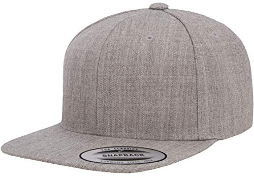 Yupoong Unisex Premium Snapback Cap Mütze, grau meliert, Einheitsgröße
