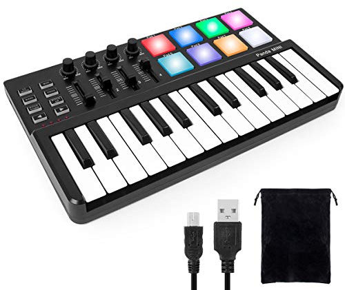 Worlde Panda MINI Portable 25 Keys USB Keyboard MIDI Controller with Pro Software Suite Colorful Drum Pads and Carry Bag Included