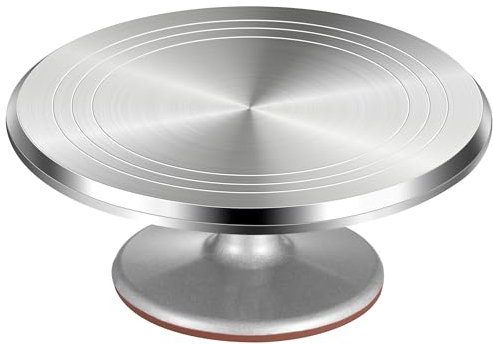 Puroma Aluminium Alloy Rotating Cake Turntable 12'' Revolving Cake Stand with Non-Slipping Silicone Bottom, Ideal for Cake Decorations, Pastries and Cupcakes