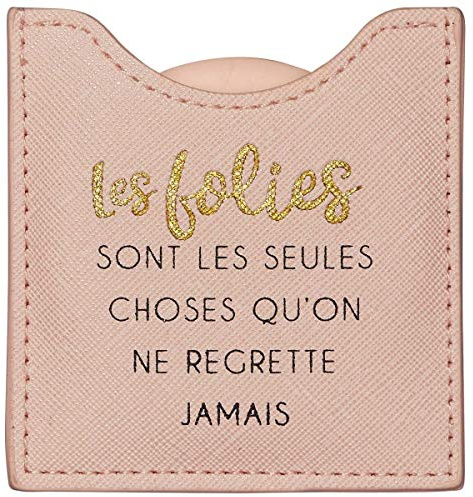 Toga Draeger – Spiegel Les Folies sind – Runder Taschenspiegel zum Mitnehmen Geburtstag, für alle Anlässe – Maße 8,5 cm x 8 cm 76005937