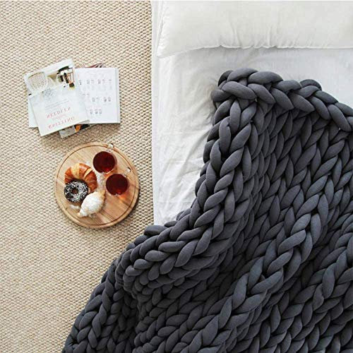 MANG Handmade Chunky Knit Blanket Bulky Braided Throw Blanket Soft Weighted Knitted Blanket Thick Cable Knitting Throw, 150 * 200cm (59 * 79in)