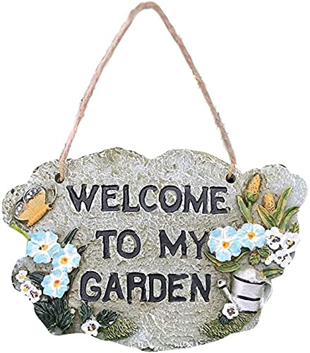 Garden Welcome Sign Resin Welcome to My Garden Plaque Welcome Board Ornaments for Wall Art Door Decor - Style C