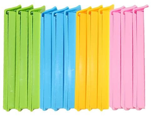 12 Stück Verschlussclips, Lebensmittel Dichtungsclip, Verschluss Clips, Kunststoff Verschlussklammer, Beutelklammern, Luftdicht Beutelclips für Aufbewahren Einfrieren, Lebensmittel, Snacks