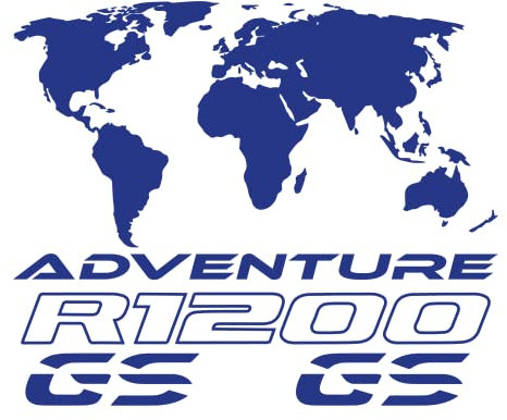 Gesar 2 Pezzi Adesivo Adventure Planisfero e 2 Pezzi GS 1200 - Adesivo per auto e moto - Compatibile con moto Motorrad LC R 1200 GS r1200gs - Adatti per valigie moto - R 1200 1150 1100 1250 GS (Blu)