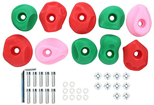 plplaaoo Klettergriff-Set für Kinder, 10-teiliges Kletterstein-Kit, mehrfarbige Klettergriffe, Wandkletterstein-Band-Kit Kinder Klettergriffe bunt Große Klettergriffe für Indoor-Outdoor-Klettern(S)