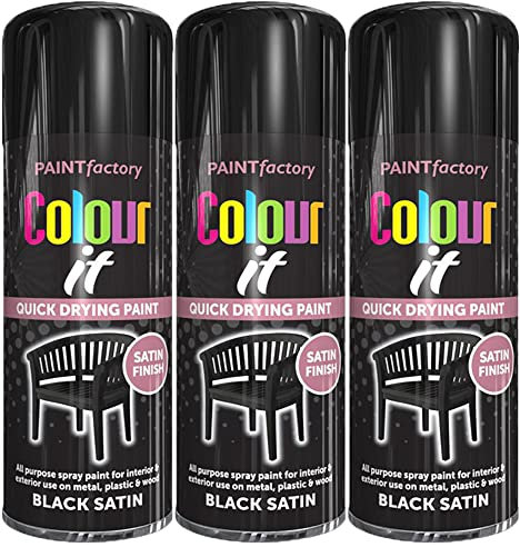 Q&H Automotive 400ml Black Satin Spray Paint - Durable Semi-Gloss Finish for Car Body Surface - Hard Wearing Color & Resilient in Nature - Fast Drying Crack Resistant Painting & Easy to Clean (3)