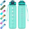 EYQ 1L Trinkflasche, Sportwasserflasche mit Stroh, Tritan BPA Free Water Flasche mit Zeitmarker für die Schule im Outdoor -Sport im School Fitnessstudio