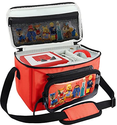 Tasche für Toniebox Tonies Hörfiguren Tigerbox Touch, mit Abnehmbar Tragetasche für Tonies Lieder und Tigerkarten, Rot Kinderkoffer für Tragen Toniebox Starterset, Ladegerät, Tonies Lauscher